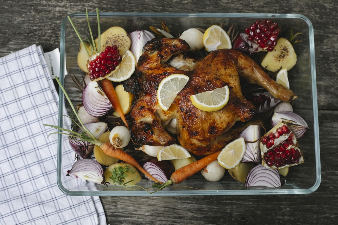 Oven-baked chicken with lemon and herb pilaf