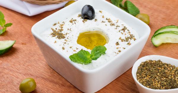 Eggplant slices with yogurt dip